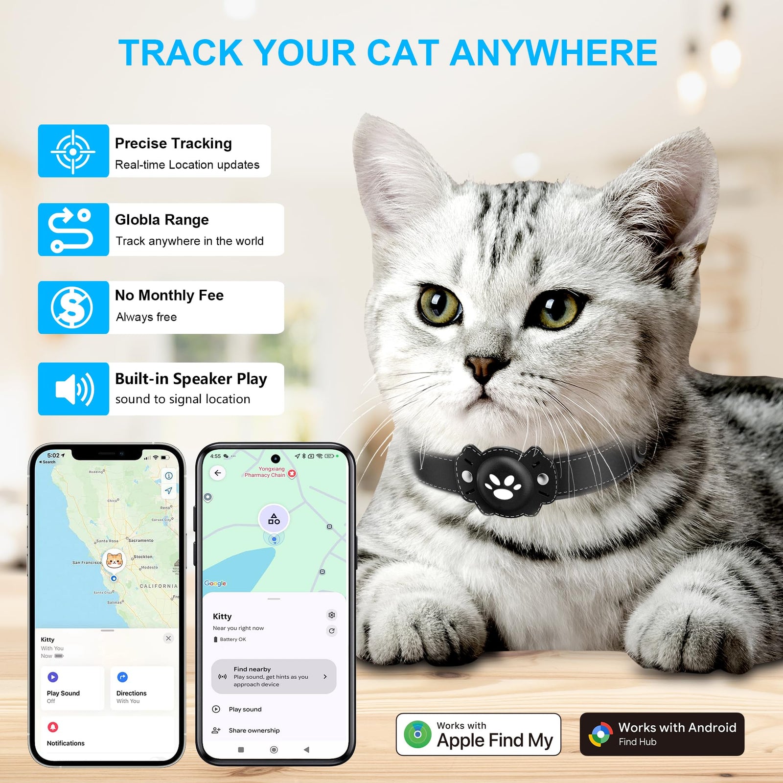 GPS Cat Tracker Collar