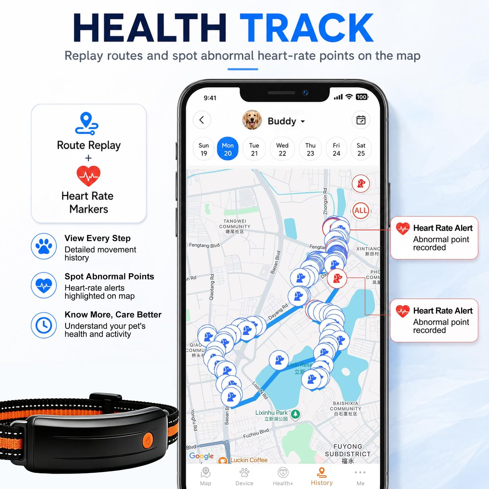 Smart GPS Pet Tracker Collar